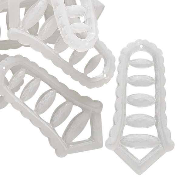 Focal, vintage German acrylic, frosted clear, 36x18mm fancy point. Sold per pkg of 12. image number 0