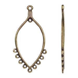 Focal, antique brass-finished "pewter" (zinc-based alloy), 43.5x23mm single-sided open marquise with 10 closed loops. Sold per pkg of 10.