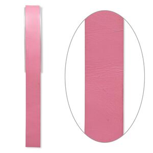 Cord, leather, pink, 20mm flat. Sold per 5-yard spool.