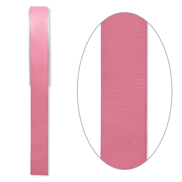 Cord, leather, pink, 20mm flat. Sold per 5-yard spool. image number 0