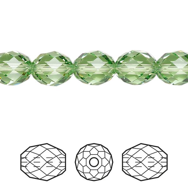 Bead 2pk peridot, Crystal Passions® Regenerated 9.5x8mm olive briolette 5044 image number 0