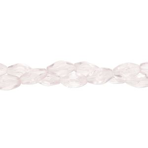 Bead, glass, transparent pink, 8x4mm-8x5mm faceted oval. Sold per pkg of (2) 14-inch strands, approximately 90 beads.