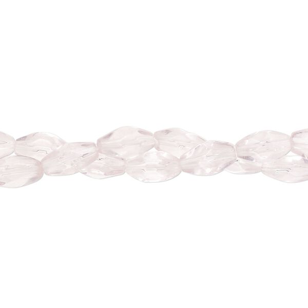 Bead, glass, transparent pink, 8x4mm-8x5mm faceted oval. Sold per pkg of (2) 14-inch strands, approximately 90 beads. image number 0
