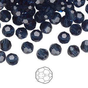 Bead 288pk Montana, Preciosa Czech crystal 6mm round