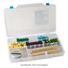 Organizer box, The Beadery®, 1pkg1, plastic, clear / blue, 14 x 9 x 1-3/4 inches with 3 to 28 adjustable compartments (2186). image number 1