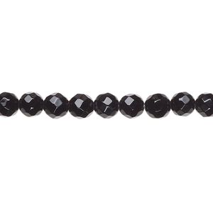 Black onyx 1pkg1, faceted round bead 15.5-16 inch 5mm