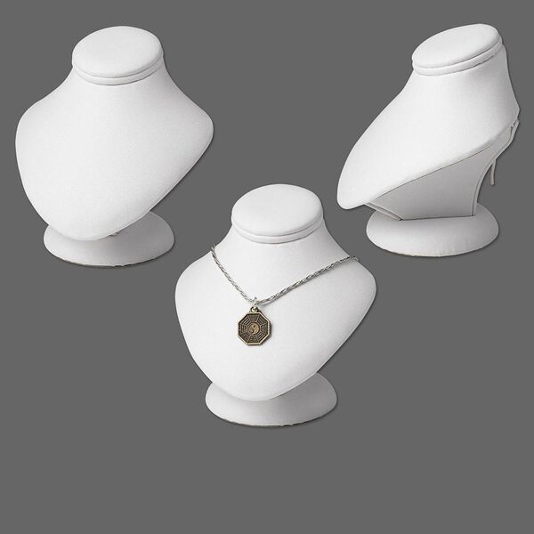 Leatherette mini-pedestal display, white. 3-1/2in wide x 3-1/4in deep x 3-3/4in high. Sold individually. image number 0