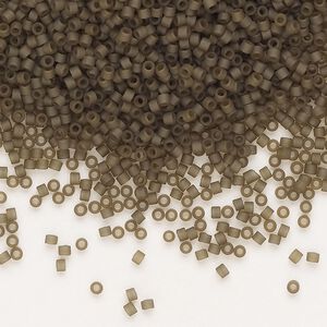 Seed bead, Delica®, glass, pkg/7.5g, #11 round, translucent matte glazed luster smoky quartz (DB-0384-1).