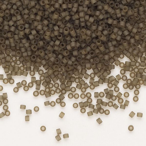 Seed bead, Delica®, glass, pkg/7.5g, #11 round, translucent matte glazed luster smoky quartz (DB-0384-1). image number 0