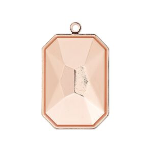 Drop, Almost Instant Jewelry®, copper-plated brass, 29x21mm rectangle with 27x18.5mm emerald-cut setting. Sold per pkg of 2.