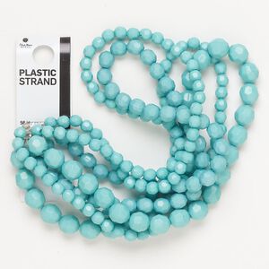 Bead assortment, acrylic, mint blue, 6-8mm faceted round. Sold per pkg of (5) 14-inch strands, approximately 200 beads.