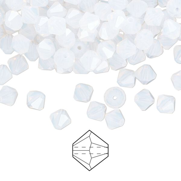 Bead 144pk white opal, Preciosa Czech crystal 5mm bicone image number 0