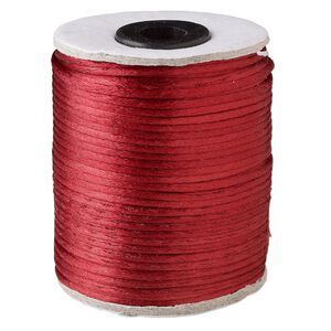 Cord, Satinique™, satin, maroon, 2mm. Sold per 200-foot spool.