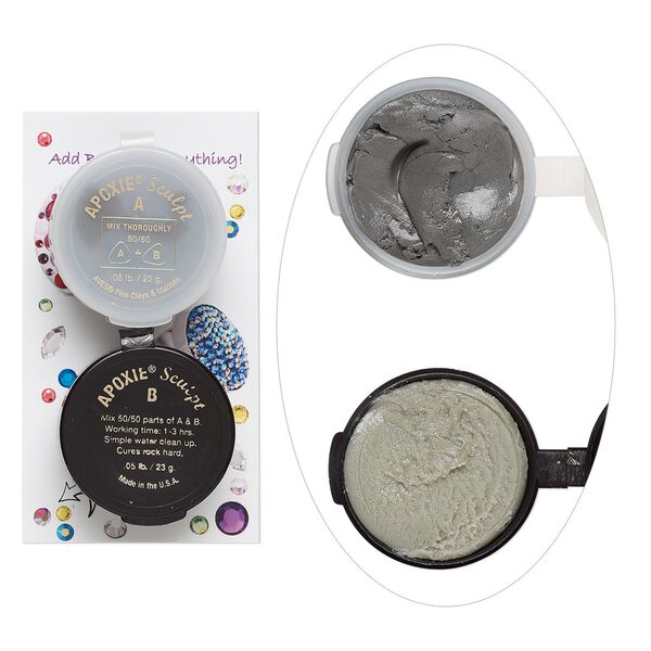 Adhesive, Apoxie® Sculpt, epoxy and polymer resin, silver-grey. Sold per 1/10 pound pkg. image number 0