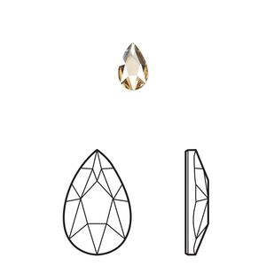 Flat back 6pk crystal golden shadow foil back, Crystal Passions® 8x5mm pear 2303