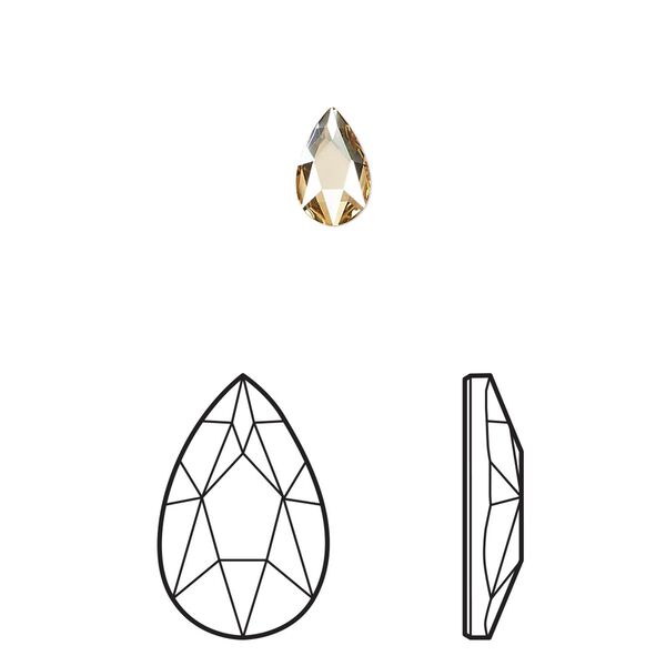 Flat back 6pk crystal golden shadow foil back, Crystal Passions® 8x5mm pear 2303 image number 0