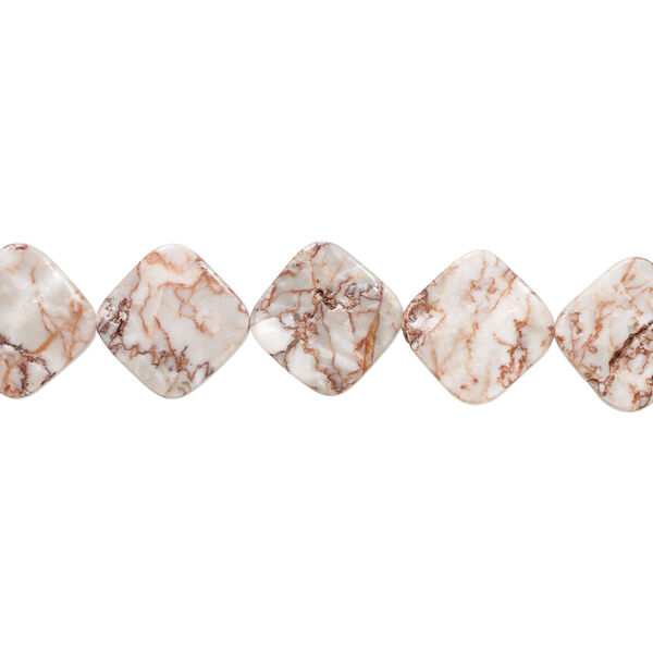 Redline marble 1pkg1, carved flat diamond bead, 15 inch 36-37mm image number 1