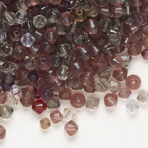 Bead mix 1pkg1, glass, translucent mixed colors, 4mm bicone, 4 ounces