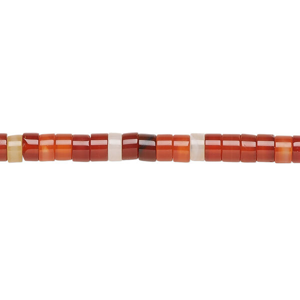 Bead, red agate (dyed / heated), 4x2mm heishi, B grade, Mohs hardness 6-1/2 to 7. Sold per 15-1/2" to 16" strand. image number 0