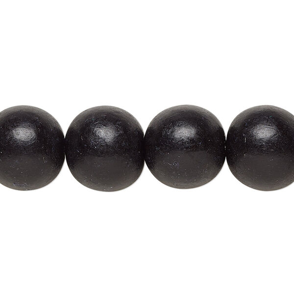 Bead, Taiwanese cheesewood (dyed / waxed), black, 11-12mm round. Sold per pkg of (2) 15-1/2" to 16" strands. image number 0