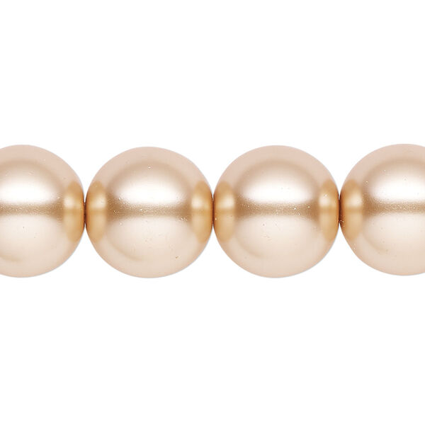 Pearl 1pk champagne, Celestial Crystal® 14mm round 15.5-16 inch image number 0
