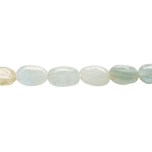 Bead, multi-beryl (natural/heated), 7x5mm-10x6mm hand-cut puffed oval, C- grade, Mohs hardness 7-1/2 to 8. Sold per 14-inch strand, approximately 40 beads. image number 0