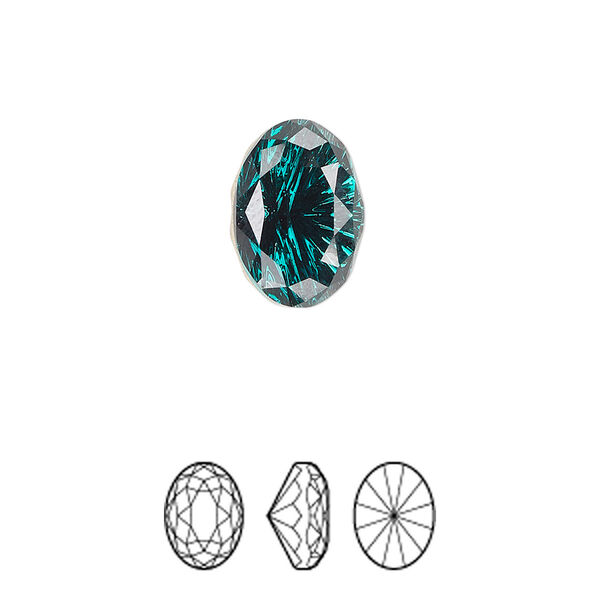 Fancy stone 1pk emerald foil back, Crystal Passions® 14x10mm magical oval 4160 image number 0