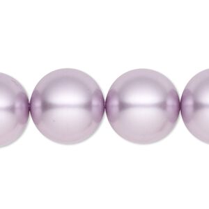 Bead, crystal pearl, lilac, 16mm round. Sold per 15-1/2" to 16" strand, approximately 25 beads.
