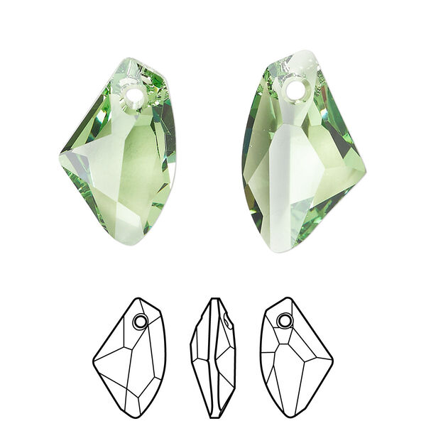 Drop 1pk peridot, Crystal Passions® Regenerated 19mm pendant galactic vertical 6656 image number 0