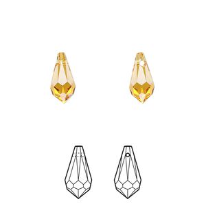Drop 4pk topaz, Crystal Passions® 11x5.5mm pendant teardrop 6000
