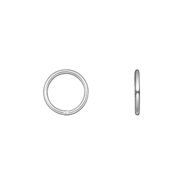 Jump ring, sterling silver, 11mm soldered round, 9.3mm inside diameter, 18 gauge. Sold per pkg of 4. image number 0