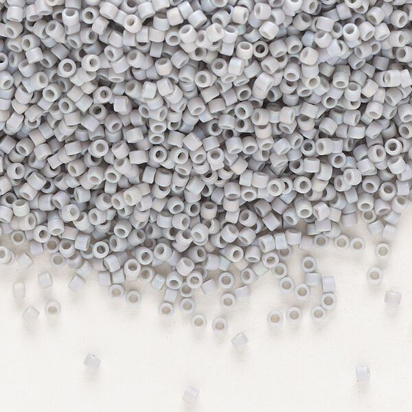 Seed bead, Delica®, glass, pkg/7.5g, #11 round, opaque matte rainbow shark fin grey (DB-2320). image number 0