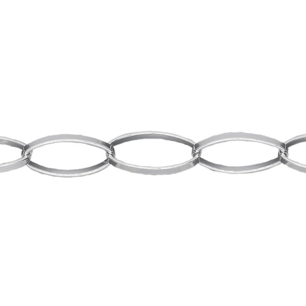 Chain, sterling silver, 8mm flat oval links. Sold per pkg of 5 feet. image number 0
