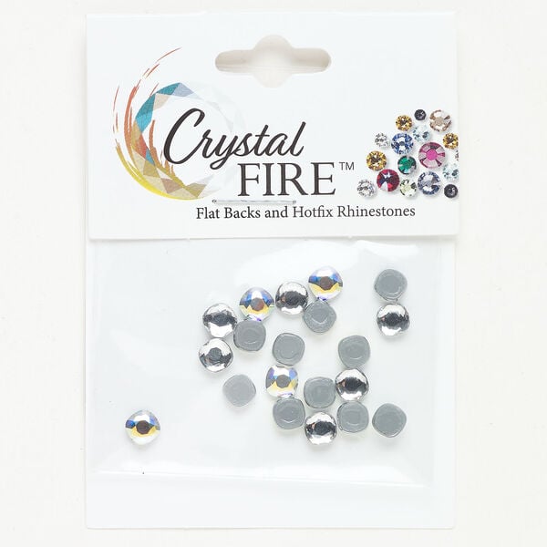 Flat back 1pkg4 clear AB foil back, Crystal FIRE® rhinestone 5mm hotfix cushion image number 0
