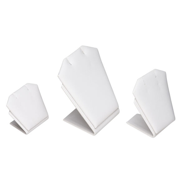 Display, pendant / earring, leatherette, white, assorted sizes. Sold per set of 3. image number 1