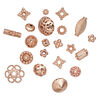Bead and bead cap mix, copper, 5x2mm-15x14mm mixed shape. Sold per 50-gram pkg, approximately 60-70 pieces. image number 1