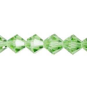 Bead 1pk transparent lime green, Celestial Crystal® 10mm bicone 8 inch