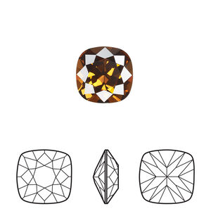 Fancy stone 1pkg1 smoked topaz foil back, Crystal Passions® Regenerated 12mm cushion 4470