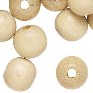 Bead, wood (waxed), natural, 16mm round. Sold per pkg of 100.