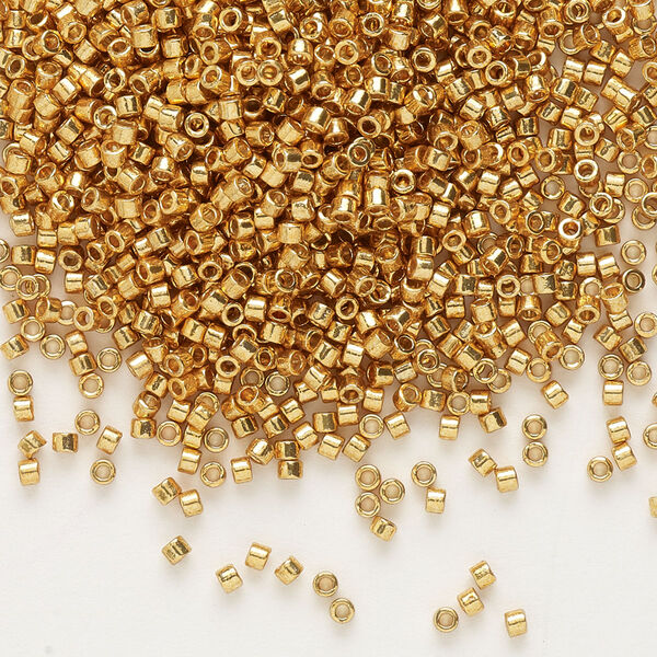 Seed bead, Delica®, glass, pkg/50g, #11 round, Duracoat® opaque galvanized yellow gold (DB-1833). image number 0