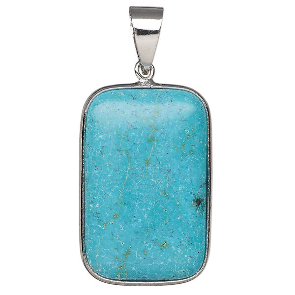 Magnesite / brass 1pkg1, imitation rhodium-plated rectangle pendant 29x19mm image number 0