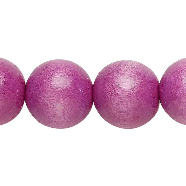Bead, Taiwanese cheesewood (dyed / waxed), lavender, 15-16mm round. Sold per 15-1/2" to 16" strand. image number 0