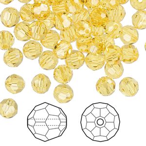 Bead 360pk light topaz, Swarovski® 6mm round 5000