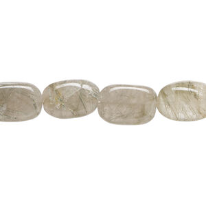 Tourmalinated quartz 1pkg1, hand-cut flat oval bead natural, 12 inch 8x7mm-16x9mm