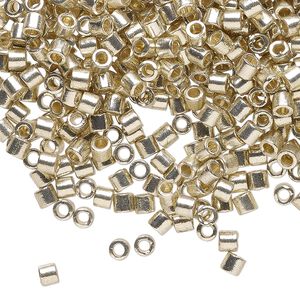 Seed bead, Delica®, glass, pkg/50g, #8 round, Duracoat® opaque galvanized silver (DBL-1831).