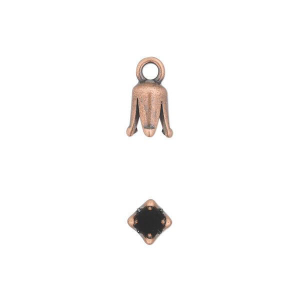 Cord end, JBB Findings, antique copper-plated pewter (tin-based alloy), 8x5mm cone, 3mm inside diameter. Sold per pkg of 2. image number 0