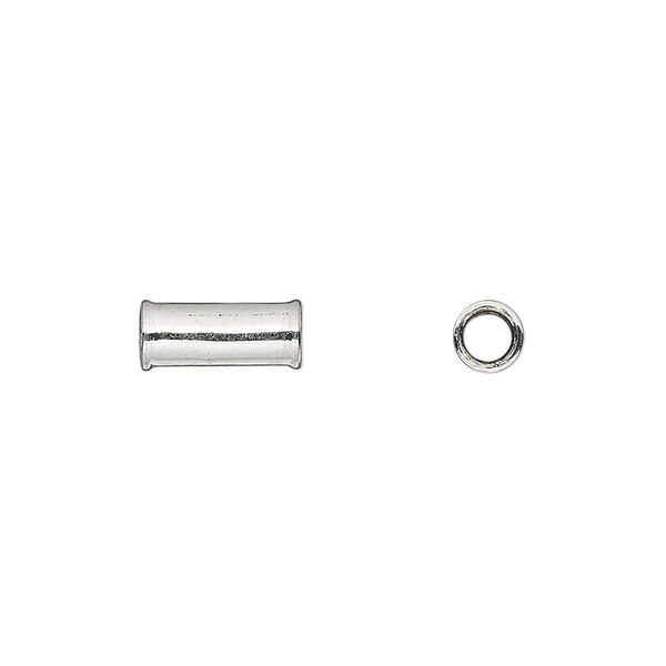 Bead, sterling silver, 10x4mm round tube with end rims, 3mm hole. Sold individually. image number 0