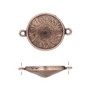 Link, Almost Instant Jewelry®, antique copper-plated pewter (tin-based alloy), 21mm round with 18mm rivoli setting. Sold individually.