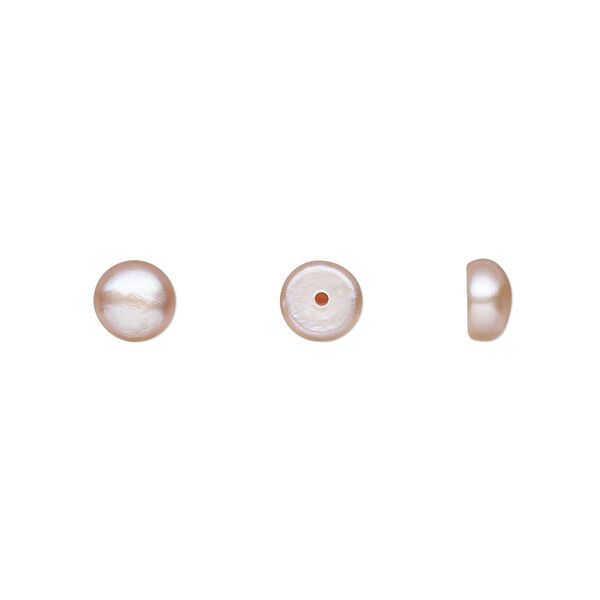 Pearl, White Lotus™, cultured freshwater, mauve, 6mm half-drilled button, B grade, Mohs hardness 2-1/2 to 4. Sold per pkg of 4 pairs. image number 0