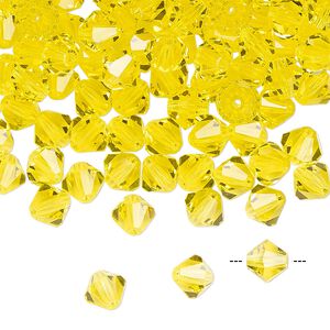 Bead 24pk citrine, Preciosa Czech crystal 6mm bicone